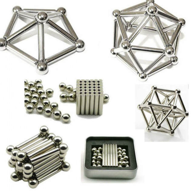 Магнітний конструктор Buckyballs n Buckybars, 64 деталі, магнітна іграшка неокуб, магнітний конструктор - Зображення 2
