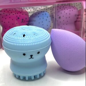 Набір 2 в 1 Puffy спонж для макіяжу та щітка для очищення обличчя