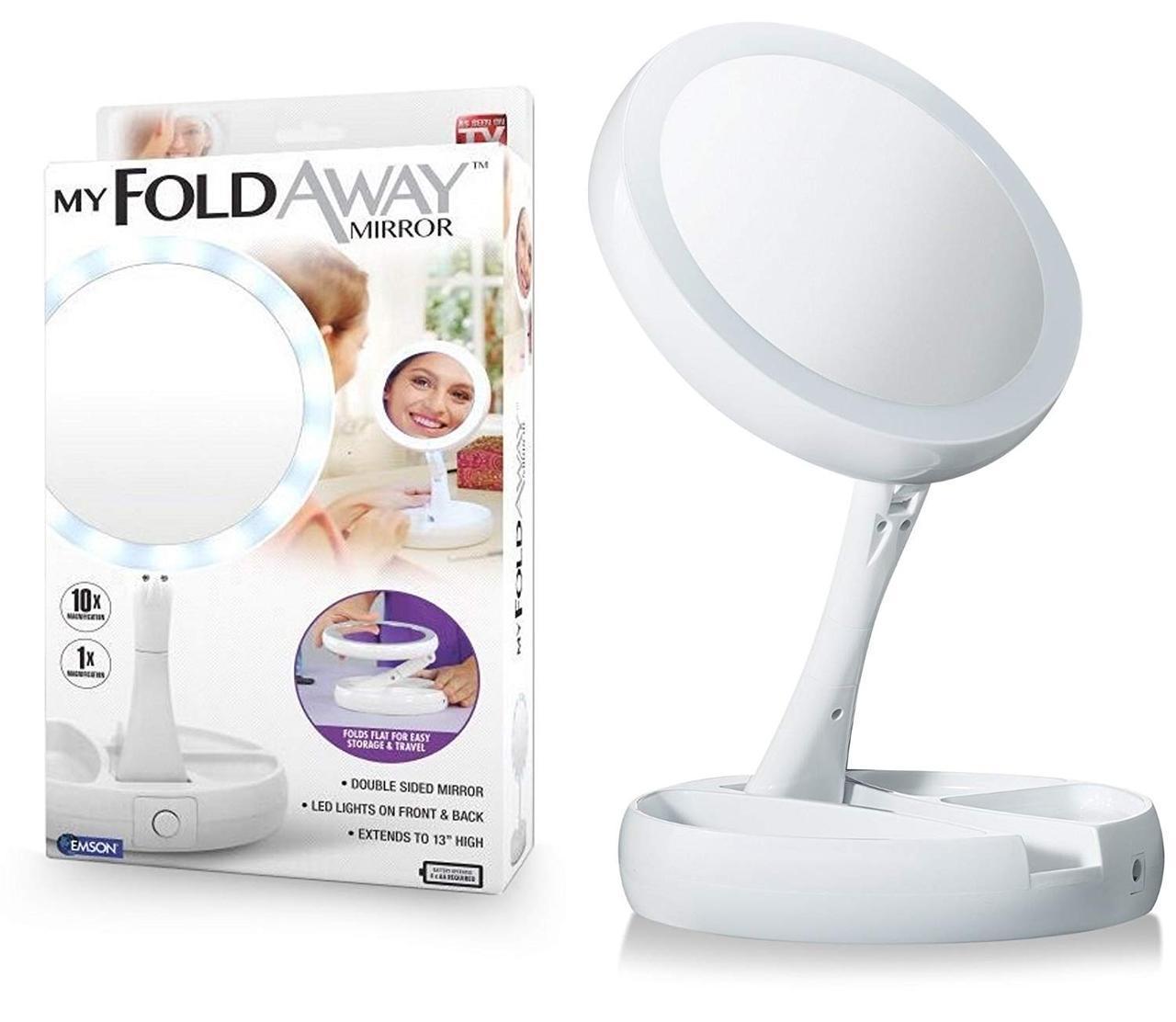 Складне дзеркало для макіяжу з підсвічуванням Led My Fold Away Mirror - Зображення 8