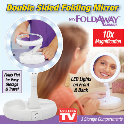 Складне дзеркало для макіяжу з підсвічуванням Led My Fold Away Mirror - Зображення 10