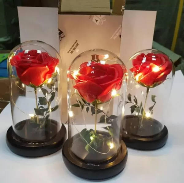 РОЗА В КОЛБІ З LED ПІДСВІЧУВАННЯМ, нічник, вічна роза