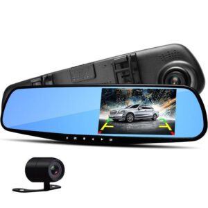 Автомобільне зеркало відеореєстратор для машини на 2 камери VEHICLE BLACKBOX DVR 1080 з камерою заднього огляду