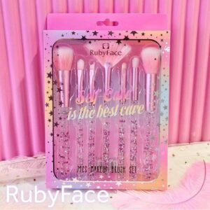 Набір кистей для макіяжу Ruby Face Self-Care is the best care pink 7 предметів