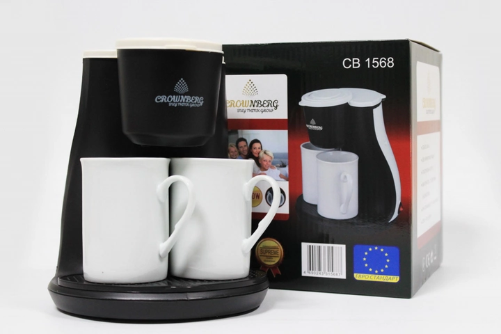 Кавомашина краплинна Crownberg CB-1568 з двома чашками