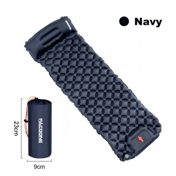 Туристичний надувний матрац із подушкою Outdoor Sleeping із вбудованим насосом Black - Image 2