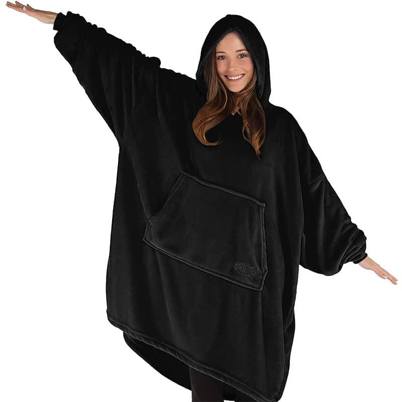 Толстовка — плед із капюшоном HUGGLE HOODIE BLANKET, плед із рукавами (Чорний) - Image 3