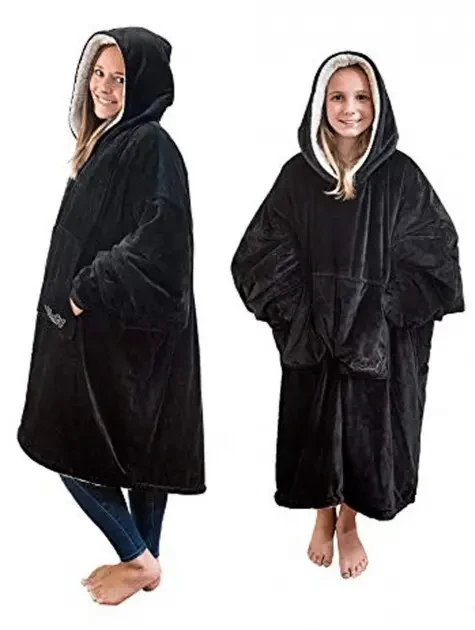 Толстовка — плед із капюшоном HUGGLE HOODIE BLANKET, плед із рукавами (Чорний) - Image 6