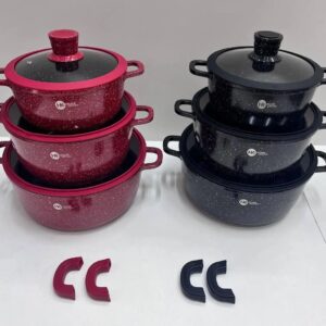 Набір посуду з гранітним антипригарним покриттям Higher Kitchen HK-325 (Чорний, червоний)