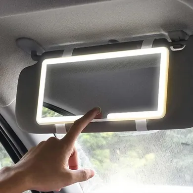 Зеркало прямокутне з LED-підсвіткою на козирок автомобіля з акумулятором JX538/XR2177