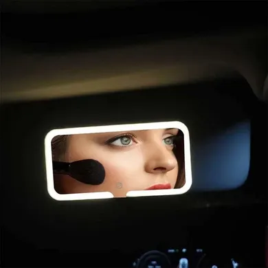 Зеркало прямокутне з LED-підсвіткою на козирок автомобіля з акумулятором JX538/XR2177 - Зображення 2