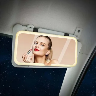 Зеркало прямокутне з LED-підсвіткою на козирок автомобіля з акумулятором JX538/XR2177 - Зображення 3