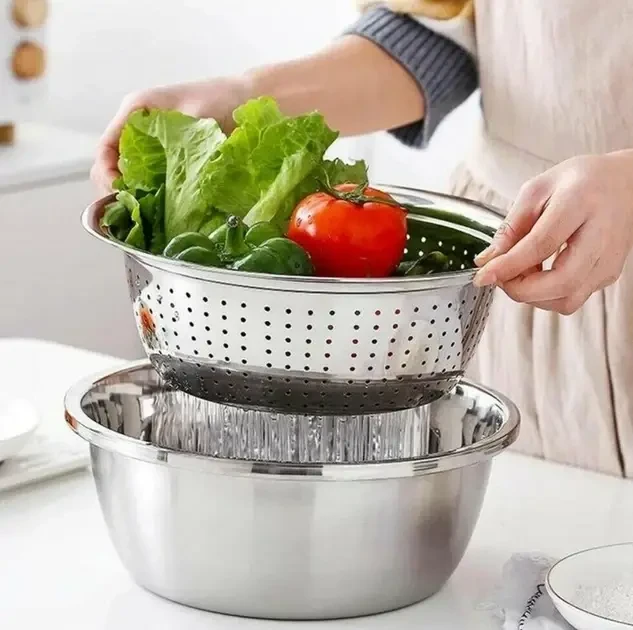Багатофункціональний кухонний набір із неіржавкої сталі 3 в 1 Metal Basket Cutter - Image 4