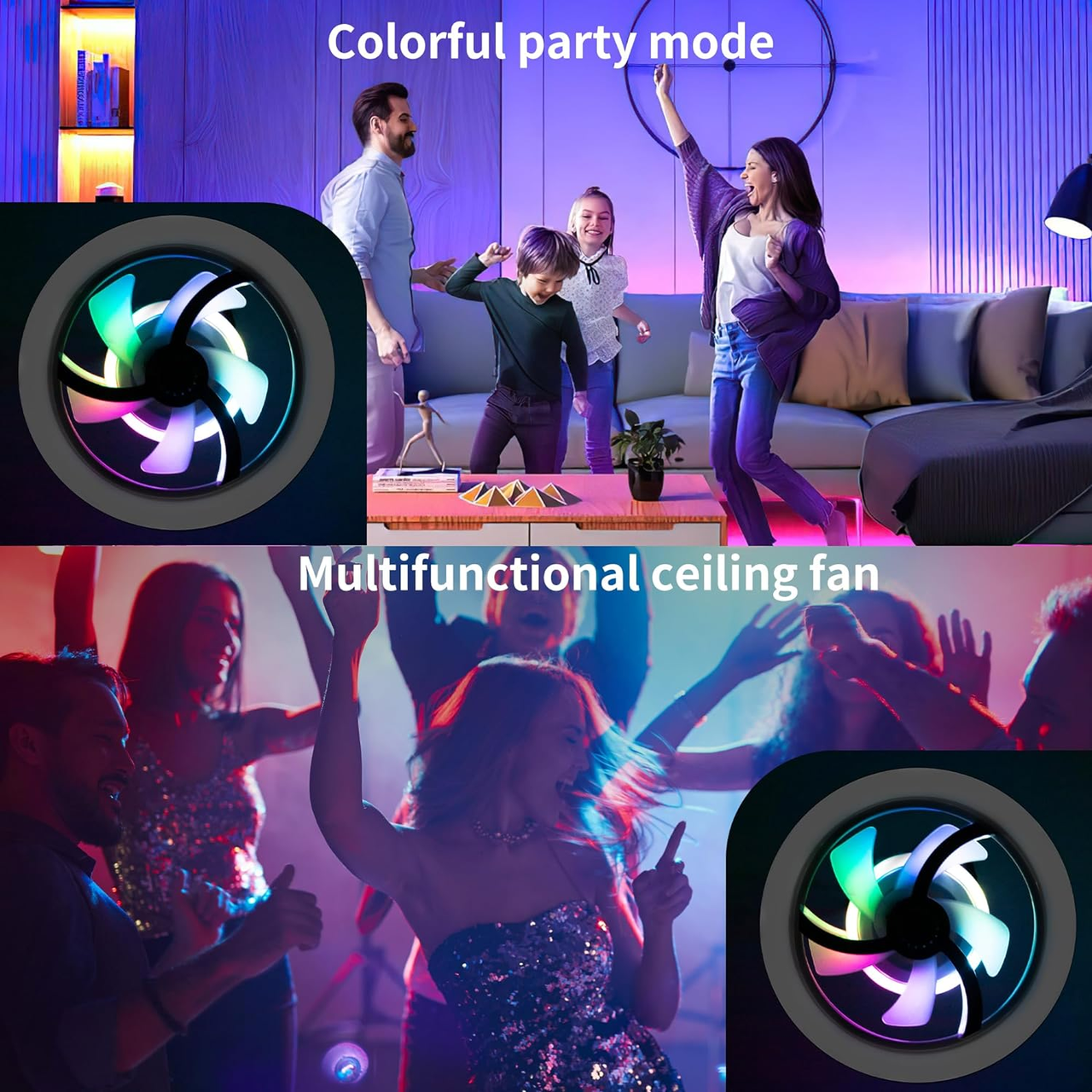 Лампа - вентилятор на патрон CHP-008 RGB 2835RGB