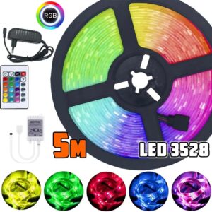 Світлодіодна стрічка багатобарвна 3528 RGB 5 м Led з пультом