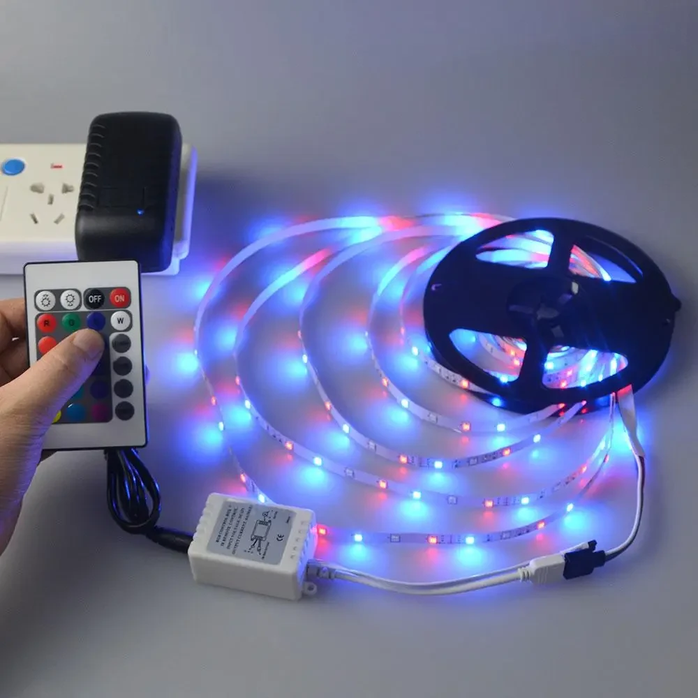 Світлодіодна стрічка багатобарвна 3528 RGB 5 м Led з пультом - Зображення 4
