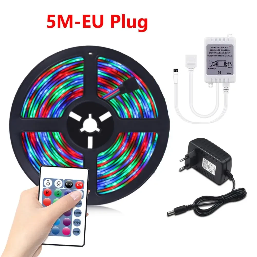 Світлодіодна стрічка багатобарвна 3528 RGB 5 м Led з пультом - Зображення 5