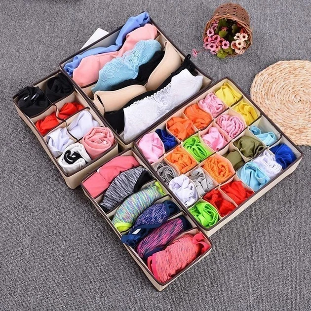 Органайзер для носків, спіднього білизни, бюстгальтерів Four-piece clothing storage box XL879