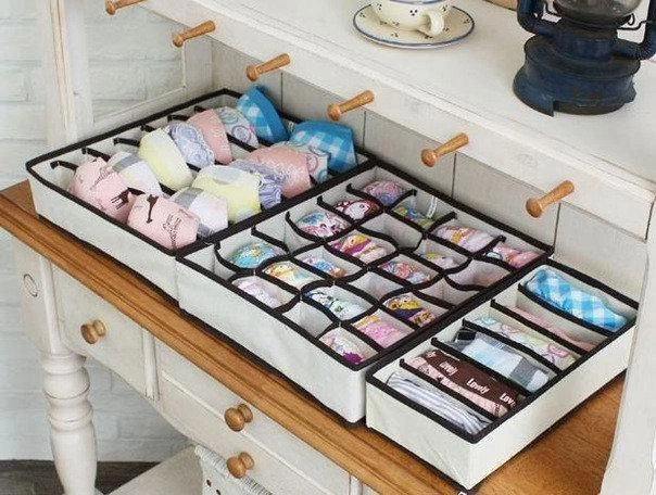 Органайзер для носків, спіднього білизни, бюстгальтерів Four-piece clothing storage box XL879 - Image 3