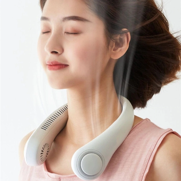 Вентилятор на шию NECK FAN VT-1010 Білий портативний з аккумулятором 4000 мА·год + 3 режими обдування 5 Вт