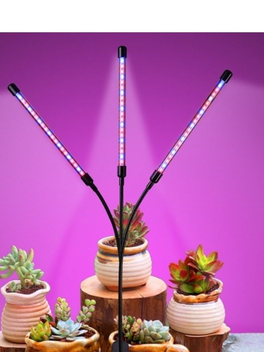 Ультрафіолетова лампа для рослин j22wl-03 LED LIGHT Повний спектр 3 голови LED - Image 4