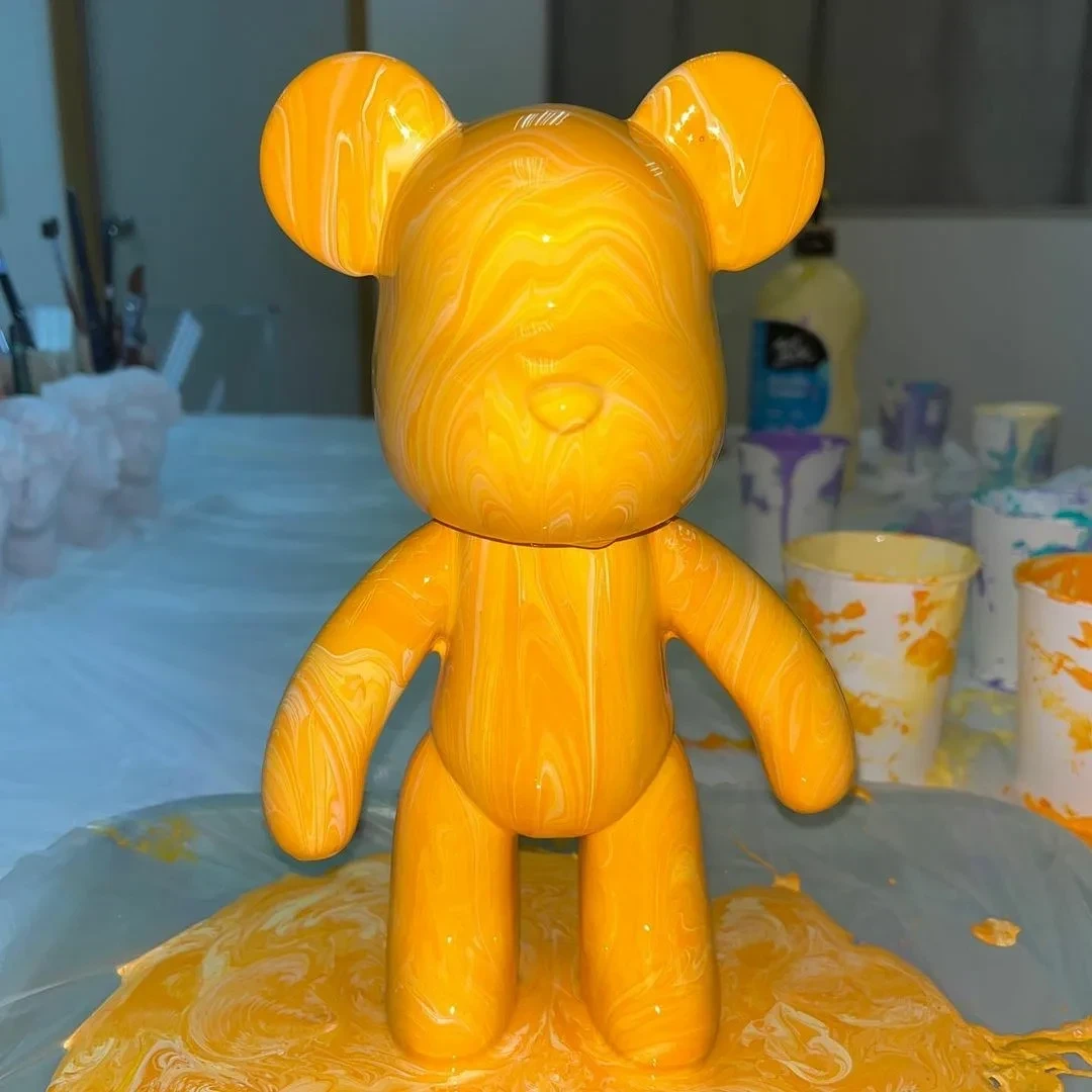Флюїдне медвежонок fluid bear bearbrick, 23 см, з фарбами YELLOW