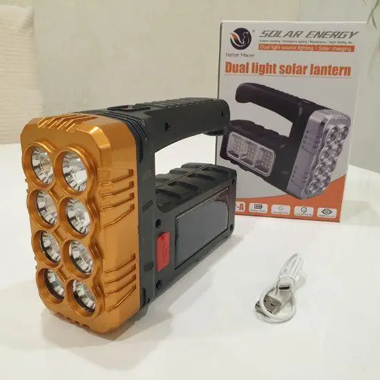 Фонарик ручний акумуляторний на солнечній батареї з функцією Power Bank Solar Energy 7702-A XPE+COB
