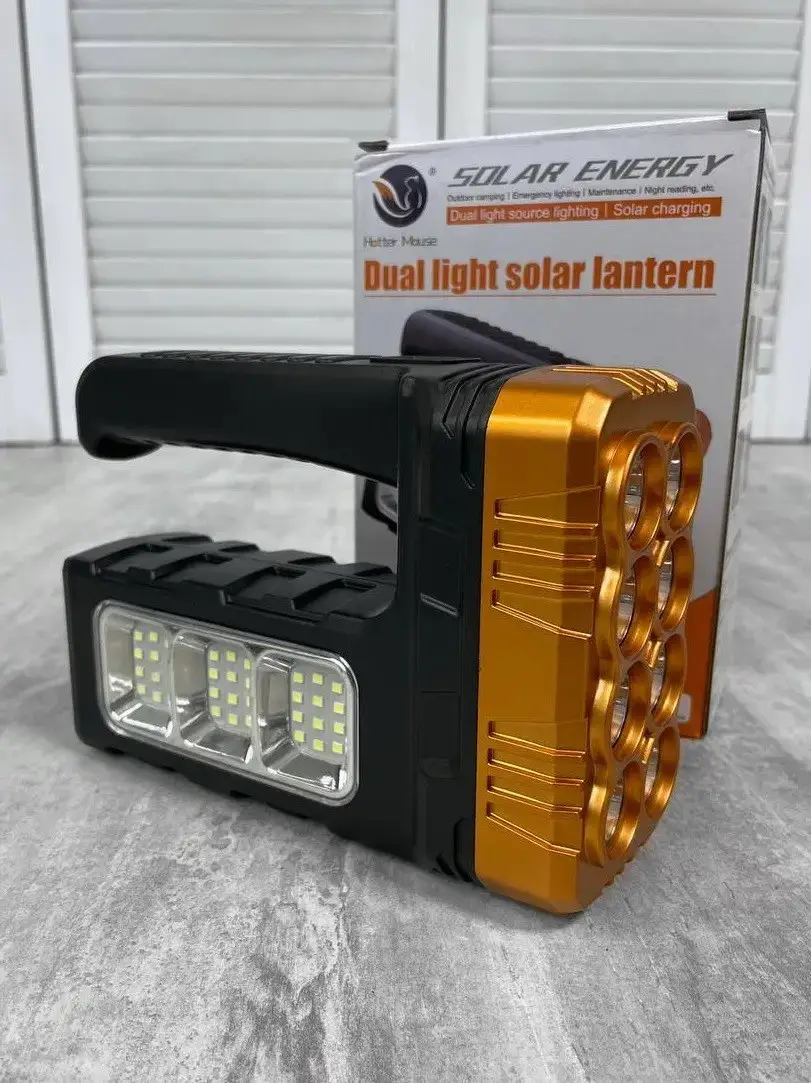 Фонарик ручний акумуляторний на солнечній батареї з функцією Power Bank Solar Energy 7702-A XPE+COB - Зображення 2