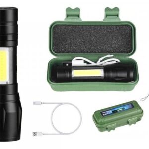 Світлодіодний фонарик аккумуляторний XPE+COB+Light A-2821 ручний, Чорний