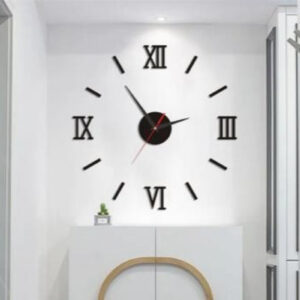 Великий настінний годинник (Римський + Індекс) Horloge 3D DIY 60-90 см (Чорний)