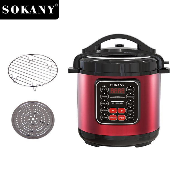 Мультиварка скороварка мультипіч Sokany SK-2402 багатофункціональна пароварка 5 л 1000 Вт Червоний - Зображення 4
