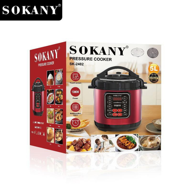 Мультиварка скороварка мультипіч Sokany SK-2402 багатофункціональна пароварка 5 л 1000 Вт Червоний - Зображення 5