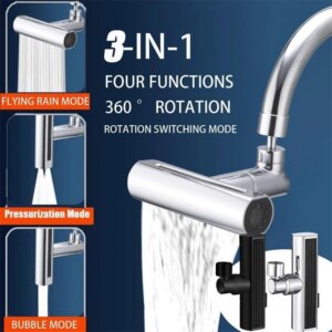 Змішувач для кухні з водоспадом поворотний барботер SHOWER HEAD