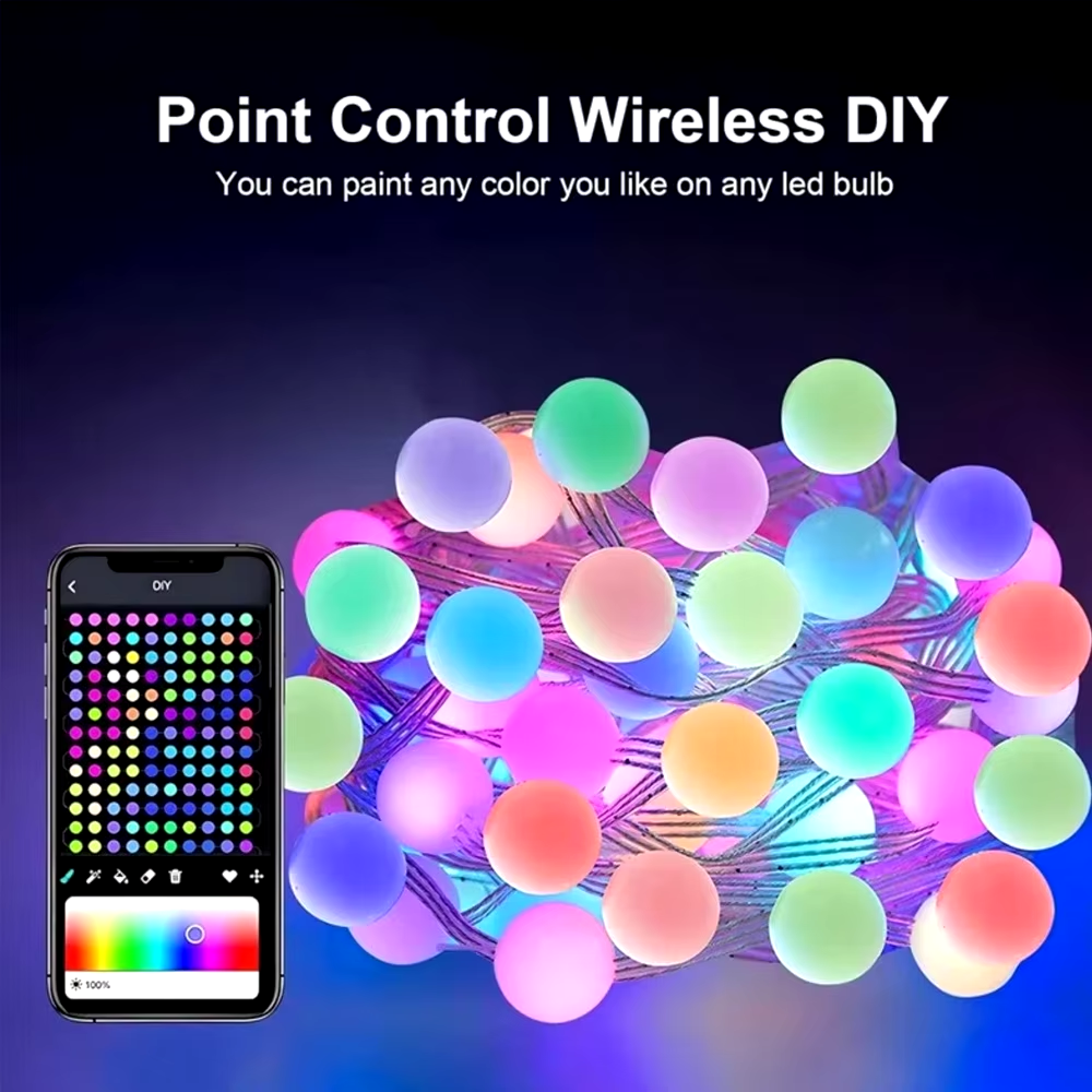 Гірлянда Матова кулька (SFK-03) 10 м APP Bluetooth (USB) + пульт - Зображення 5