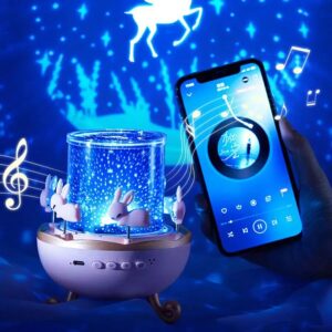 Музичний нічник-проектор з Bluetooth Карусель зайчиків WH-E11-02 Дитячий музичний нічник