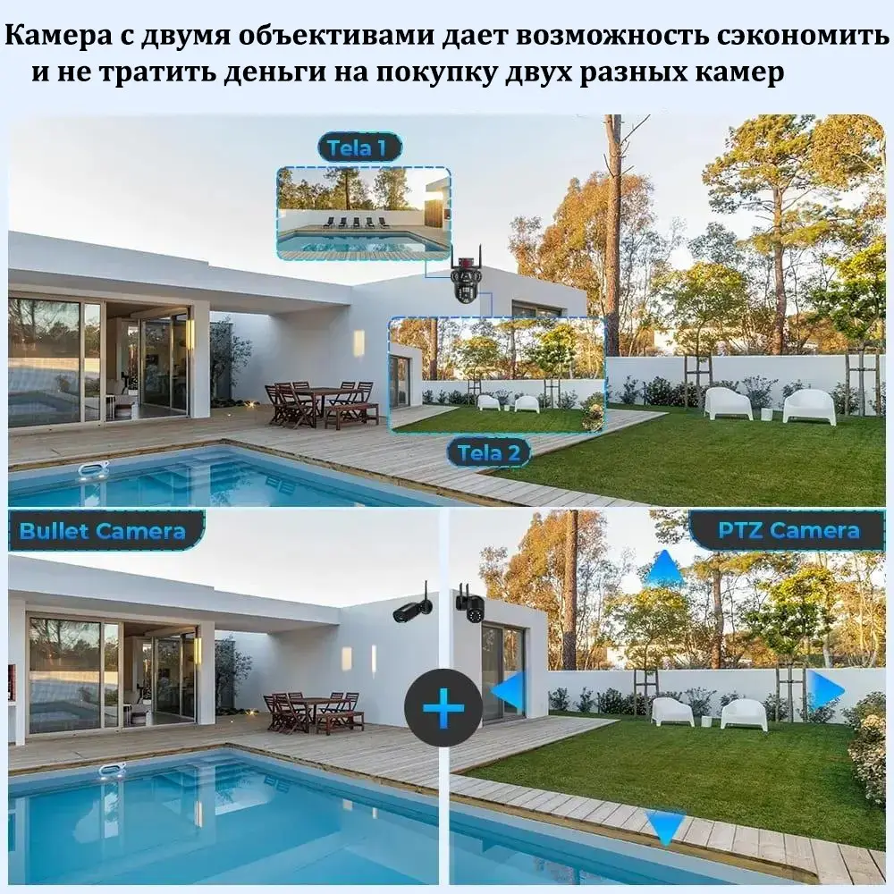 Камера відеоспостереження з WiFi та 4G на 2 об'єктиви 4+4Мп 3L-V30-4G XYS-A48-LD Чорна - Image 5