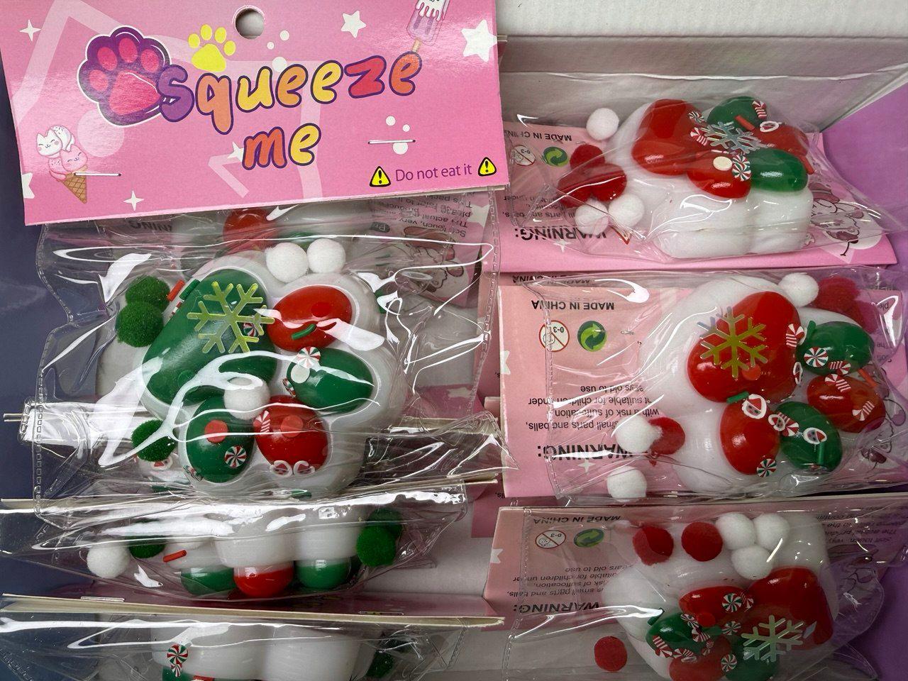 Таба Лапка Squeeze м'яка іграшка антистрес сквіш лапки котика (Merry Christmas) - Image 3