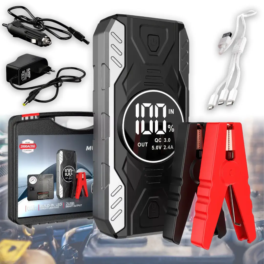 Пускозарядний пристрій на 11900 мАг з дисплеєм та ліхтариком JUMPSTARTER QY19