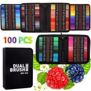 Набір двосторонніх маркерів на водній основі Dual Brush Pens 100 шт.