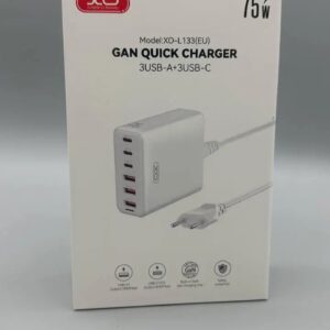 Сітчастий зарядний пристрій XO L133 White 75W GaN