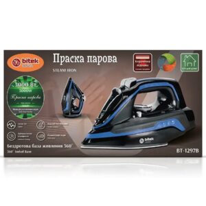 Утюг паровий з керамічною підошвою 3000Вт база 360 BITEK BT-1297B