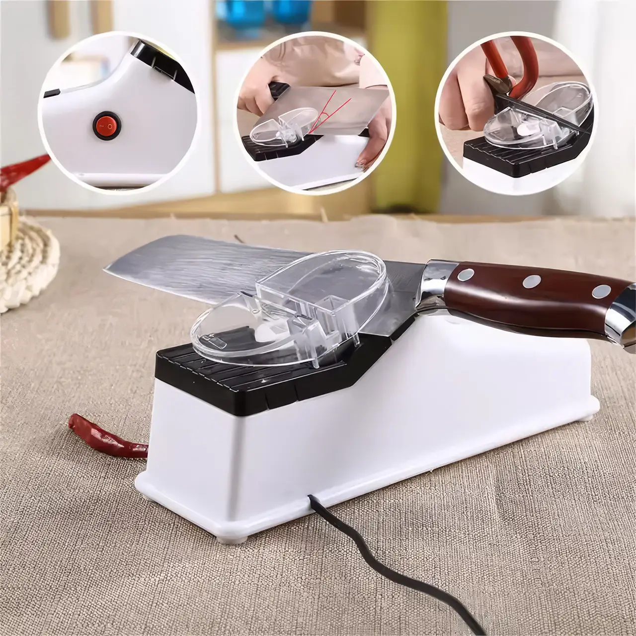 Точилка електрична 4 в 1 для ножів та ножиць від USB Electric Knife Sharpener - Image 2