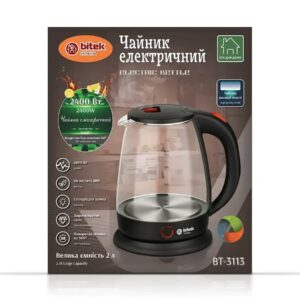 Чайник електричний скляний 2,0л 2400Вт BITEK BT-3113