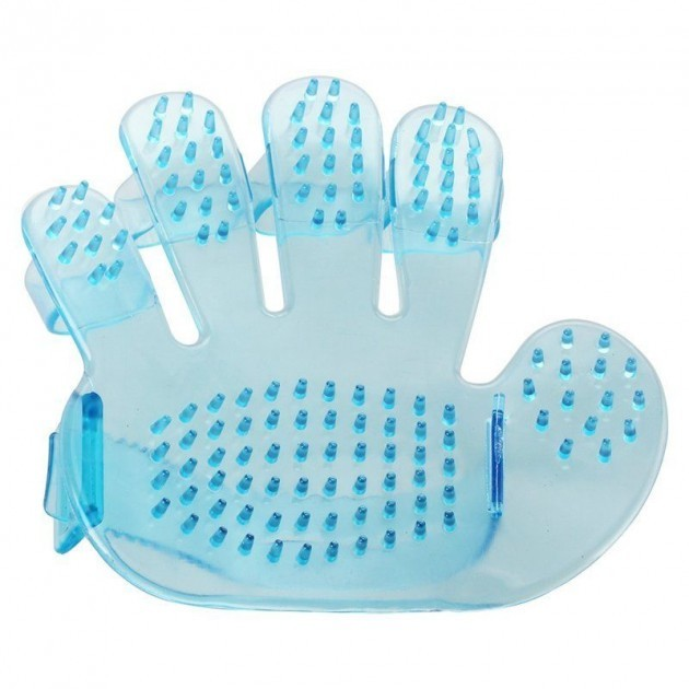 Силиконова рукавичка щітка для вичісування тварин Pet Wash Brush, синя - Зображення 2
