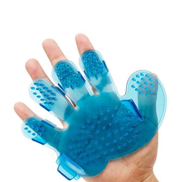 Силиконова рукавичка щітка для вичісування тварин Pet Wash Brush, синя - Зображення 5