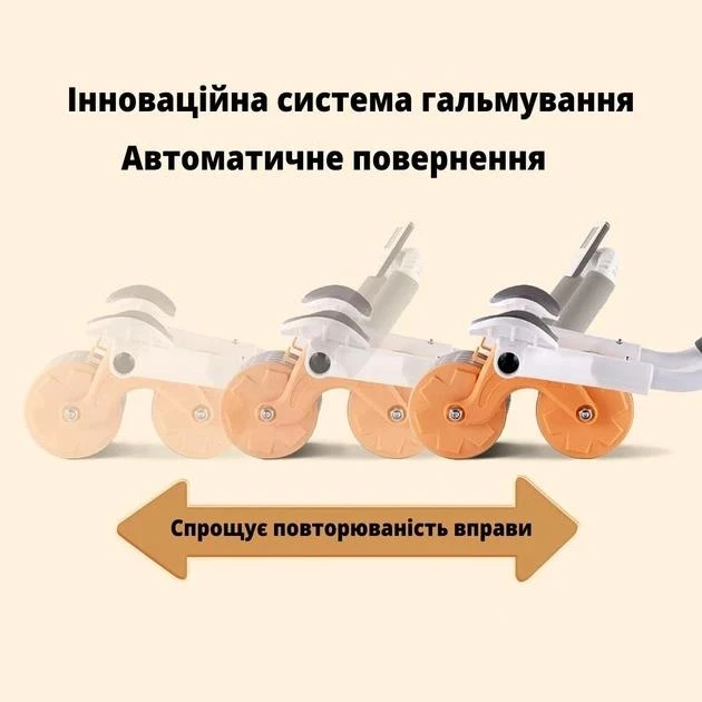 Автоматичний тренажер для живота, коліщатко для живота з подушечкою для пуш-апу, WHEEL - Зображення 4