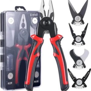 Плоскогубці 5 в 1 з насадками кусачки, бокоріз, стрипер та ножиці по металу
