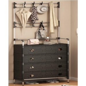 Вішалка+полиця/шафа для взуття (SKLM-28/DXXMJ6205H (Чорна) (метал+пластик))