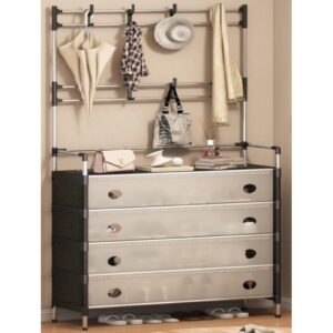 Вішалка+полиця/шафа для взуття (SKLM-29/DXXMJ6205HB (Біло-чорна) (метал+пластик))