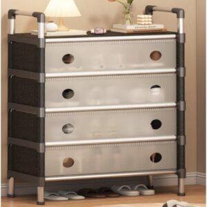 Полиця/шафа для взуття (SKLM-33/SLXJ6205HB (Біло-чорна) (метал+пластик))