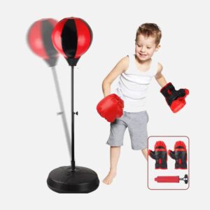 Дитяча боксерська груша на стійці та рукавички для боксу (підлоговий набір для боксу дитячий)
